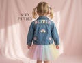 Personalized Kids Denim Jacket Custom Name Patches Baby Toddler Jean Jacket Girls Customized Jacket for Little Girl First Birthday Gift Baby