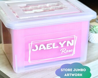 Children Milestone Box Kid Schoolwork Tote Boy Memory Box Girl Organization Keepsake School Bin Memory Baby Name Box Keepsake Gift Tote