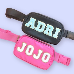 Personalized Belt Bag Kids Fannie Pack Varsity letter Nylon Patch Bag Toddler Letter Patch Bag Fanny with Letters for Girl Letter Pouch Bags