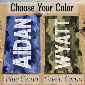 Beach Towel With Name Summer Present Boy Bath Wrap Personalized Name Gift Custom Summer Camp Birthday Favor Pool Party Gift for Little Boy image 3