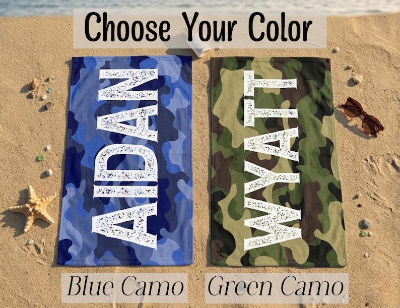 Beach Towel With Name Summer Present Boy Bath Wrap Personalized Name Gift Custom Summer Camp Birthday Favor Pool Party Gift for Little Boy image 3
