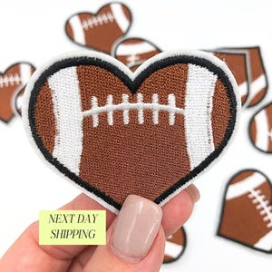 Football Heart Iron-On Patch Sports Lover Game Day Jacket Decor for Boys Football Patch for Sports Mom DIY Hat Idea for Football Coach Gift