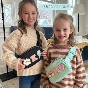 Personalized Chenille Patch Fanny Pack Nylon Crossbody Bag Kid Gift Custom Cross Body Bag Young Girl Gift 8 Year Old Girl Purse with Patches