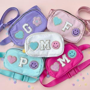 Custom Initial Crossbody Bag Monogrammed Pastel Belt Bag for Girls Gift for Daughters Birthday Personalized Purse for Little Girl Gift Idea