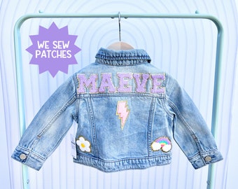 Chenille Letter Jacket for Child Gift for New Parent Gift Personalized Jean Jacket for Infant Custom Gift for New Mom Gift Custom Denim Gift