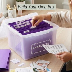 DIY School Memory Box Kit Personalized File Box Labels Milestone Box Custom New Baby Gift Baby Memory Box Label Custom Name Gift for Kids