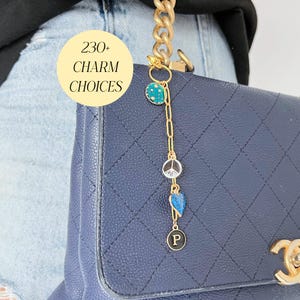 Gold Purse Chain Charm Custom Purse Charm Gift for Mom Fashion Accessory Bag Keychain Custom Design Initial Keychain Charm for Handbag Chain