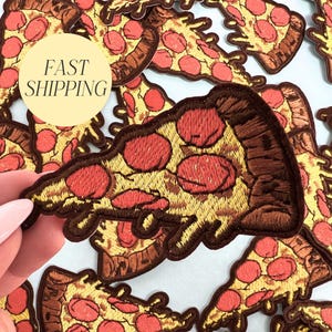 Pepperoni Pizza Patch Embroidered Iron-On Food Appliqué for Boy Patch Project for Jean Jacket for Kids Hat Patches for Trucker Hat Bar Party