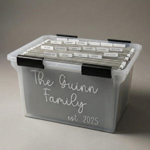 Personalized Document Storage Box Family File Organizer Newlywed Gift Custom Important Document Organizer Personalized Gift Bridal Shower