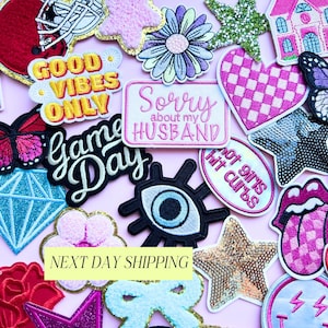 Trendy Iron-On Patches for Hat Bar DIY Bachelorette Party Favors for Girl Preppy Party Activity Idea for Sleepover Party Patches Jean Jacket
