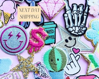 ミステリーパッチバンドル シェニール刺繍アイロン接着パッチ DIY 帽子用パッチ アソートパッチバンドル ガーリーパッチ バルクシェニールパッチ