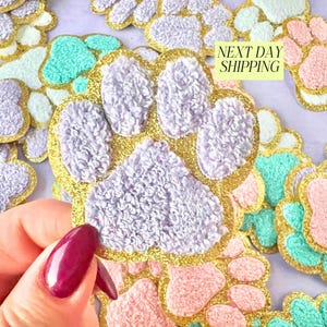 Glitter Paw Print Iron On Patch Pet Lover Gift Backpack Decor