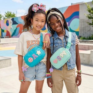 Custom Initial Patch Crossbody Bag Personalized Kid Fanny Pack Purse with Patches Bag Cute Gift Girl Custom Goddaughter Gift from Godmother