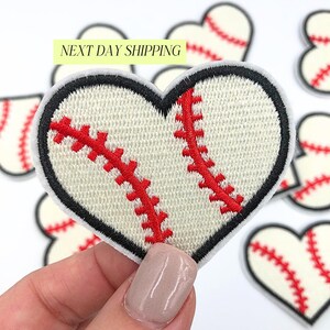 Baseball Heart Iron On Patch Sports Mom Hat Jeans DIY