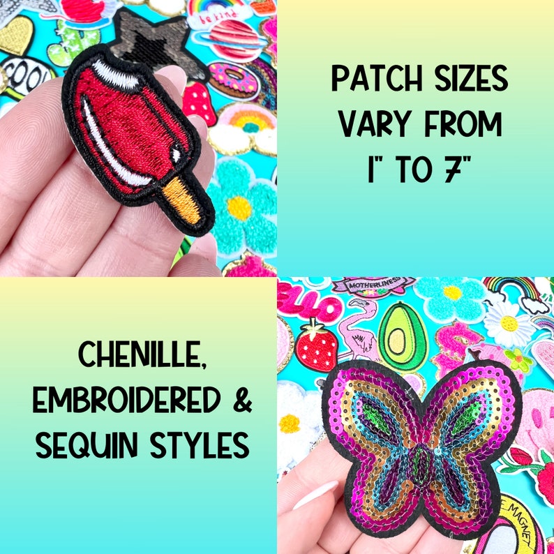 Mystery Patch Bundle for Jacket DIY Project Sequin Patches for Hat Patch for Travel Bag Chenille Patch Grab Bag Kid Mixed Patch Embroidered image 3