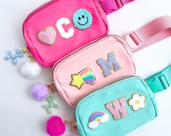 Personalized Kid Waist Bag Initial Patch Crossbody Vacation Travel Pouch Custom Gift 11 Year Old Girl Gift Kid Belt Bag Gift Valentine's Day