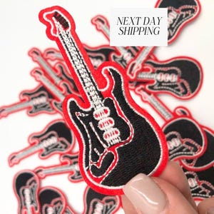 Embroidered Guitar Patch Music Patch for Bags Rock and Roll Patch Jacket Hat Backpack Decor Gift for Musician Guitar Player Rock Music Lover