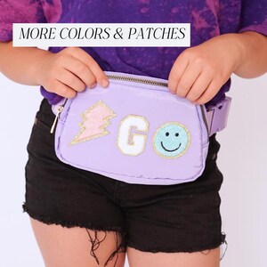 Personalized Fanny Pack Kids Chenille Letter Patch Belt Bag Nylon Fanny Pack Custom Crossbody Bag Varsity Patch Waist Bag Child Custom Gift