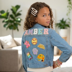 Custom Name Jacket Chenille Patch Denim Jacket Personalized Birthday Gift Idea for Tween Girl Jean Jacket Custom Gift for Niece from Aunt