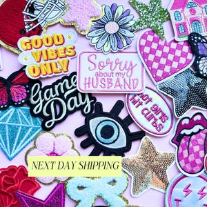 Trendy Iron-On Patches for Hat Bar DIY Bachelorette Party Favors for Girl Preppy Party Activity Idea for Sleepover Party Patches Jean Jacket