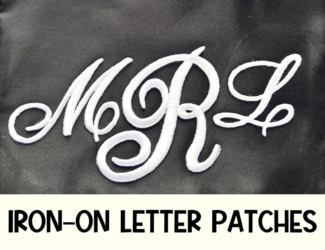 Monogram Letter Patch Script Iron on Patch Letter Embroidered Cursive Patch Letters DIY Letter
