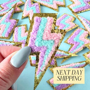 アイロン接着パッチ ジャケット用稲妻パッチ バックパック用パッチ 稲妻パッチ 洋服 帽子用ピンクパッチ パステルパッチ バッグ用アイロン接着 DIY
