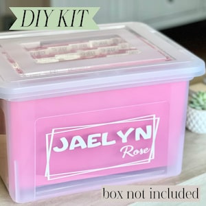 DIY School Memory Box Child Keepsake Box Kit Milestone Tote Kid Keepsake Bin DIY Keepsake Tote Baby Girl Schoolwork Box Label DIY Memory Bin
