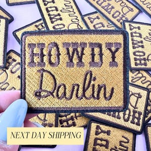 Western Iron On Patch Howdy Darlin Patch Sew On Cowboy Patch for Clothing Decoration Country Patch Small Brown Patch Jacket Cowgirl Patch