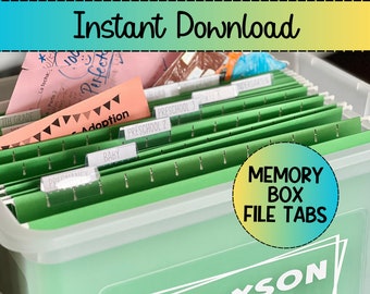 Kids Memory Box Labels Download Kids File Box Printable Labels Editable Milestone Tote Labels Editable Keepsake Box Labels Download School