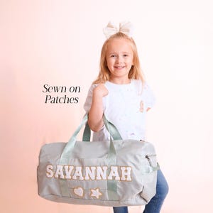 Personalized Kids Duffle Bag Nylon Patch Tote Girls Weekender Bag for Tween Girl Christmas Present Idea for Daughter Custom Gift for Dancer