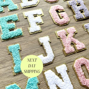 Self Adhesive Chenille Letter Patch Varsity Letter Patches Pastel Alphabet Letters for Craft Project Sticker Patches for Kid Clothing Patch