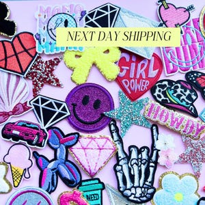 Girly Chenille Iron On Patch Bundle Random Assorted Embroidered Patches for Trucker Hat Party Patches for Bachelorette Party Activity DIY