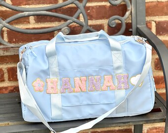 Varsity Letter Bag for Girl Monogram Weekender Bag with Name Tote Bag Custom Nylon Tote Bag Kids Duffle Bag Custom Name Tote Bag Girls Gift