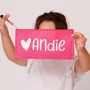 Personalized Pencil Bag for Girl Pencil Case Name Custom School Supplies Kid Gift for First Day of School Gift for Toddler Gift Preschool