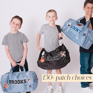 Individuelle Tasche mit Namen Geschenk für Ringträger Vorschlag Geschenk für Jungen Duffle Bag Personalisierte Reisetasche für Kinder Monogramme Tasche mit Aufnäher Tasche