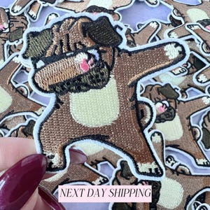 Dabbing Dog Iron On Patch Gift for Dog Lover Backpack Meme Patch DIY Clothing Accessory Embroidered Hat Bag Jacket Teen Birthday Present