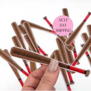Embroidered Baseball Bat Patch Iron-On Sports Applique