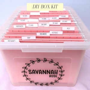 DIY School Memory Box Kit Personalized Keepsake Tote Child Milestone Box Label for File Organizer Box School Years Memory Kit DIY Keepsake