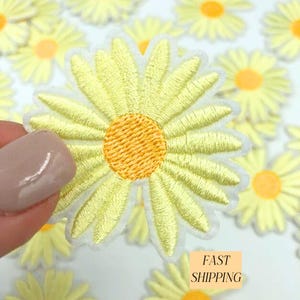 Gesticktes Daisy Aufbügler: Weiße Blume Applikation