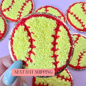 Softball Chenille Patch Iron-On Appliqué for Sport Lover Patch Softball Bag Custom Gift Idea for Athlete Sport Bag Patch Custom Yellow Patch