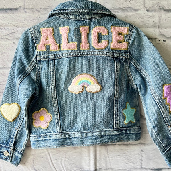 Personalized Denim Jacket for Kids Jean Jackets Custom Name Patch Jacket for Girl Gift Custom Denim Jacket for Baby Jean Jacket Toddler Gift