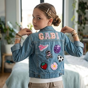 Patch Denim Jacket for Girl Name Personalized Jean Jacket for Tween Custom Name Jacket Custom Gift for Best Friend Gift for 10 Year Old Girl