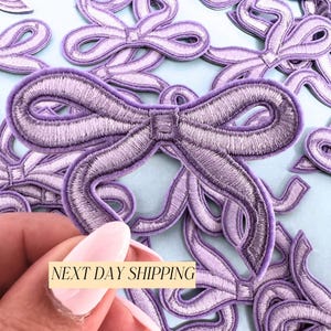 Coquette Purple Bow Patch - Embroidered Clothing Accessory