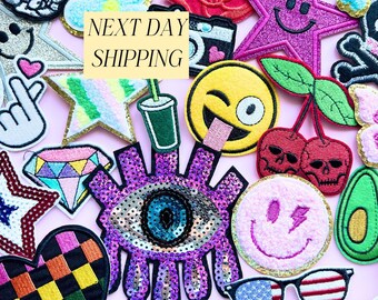 サプライズパッチバンドル刺繍パッチバルクミックススパンコールアイロンパッチ子供向けパッチパーティーアクティビティ誕生日パーティークラフトかわいいパッチ