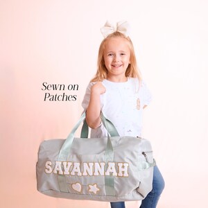 Personalized Kids Duffle Bag Nylon Patch Tote Girls Weekender Bag for Tween Girl Christmas Present Idea for Daughter Custom Gift for Dancer