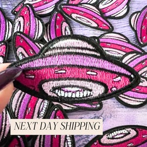 Embroidered Spaceship Patch Iron On UFO Applique Galaxy Decor