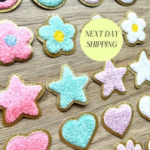 Self Adhesive Chenille Patch Glitter Flower Applique for Jackets