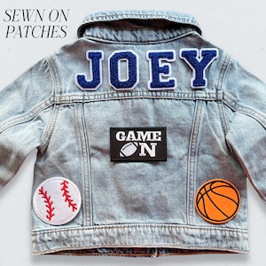 Name Patch Jacket Personalized Varsity Patch Jacket Sports Gift for Boys Sports Birthday Outfit for Boy Trendy Clothes Toddler Boy Outfit