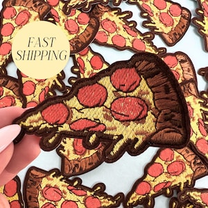 Pepperoni Pizza Patch: Embroidered Iron-On Food Applique