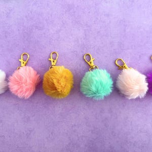 Faux Fur Pom Pom Keychain: Trendy Bag Charm, Backpack Accessory